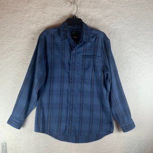 Eastern Mountain Sports Men’s Button Up Long Sleeve Plaid Blue Shirt Size S 8903